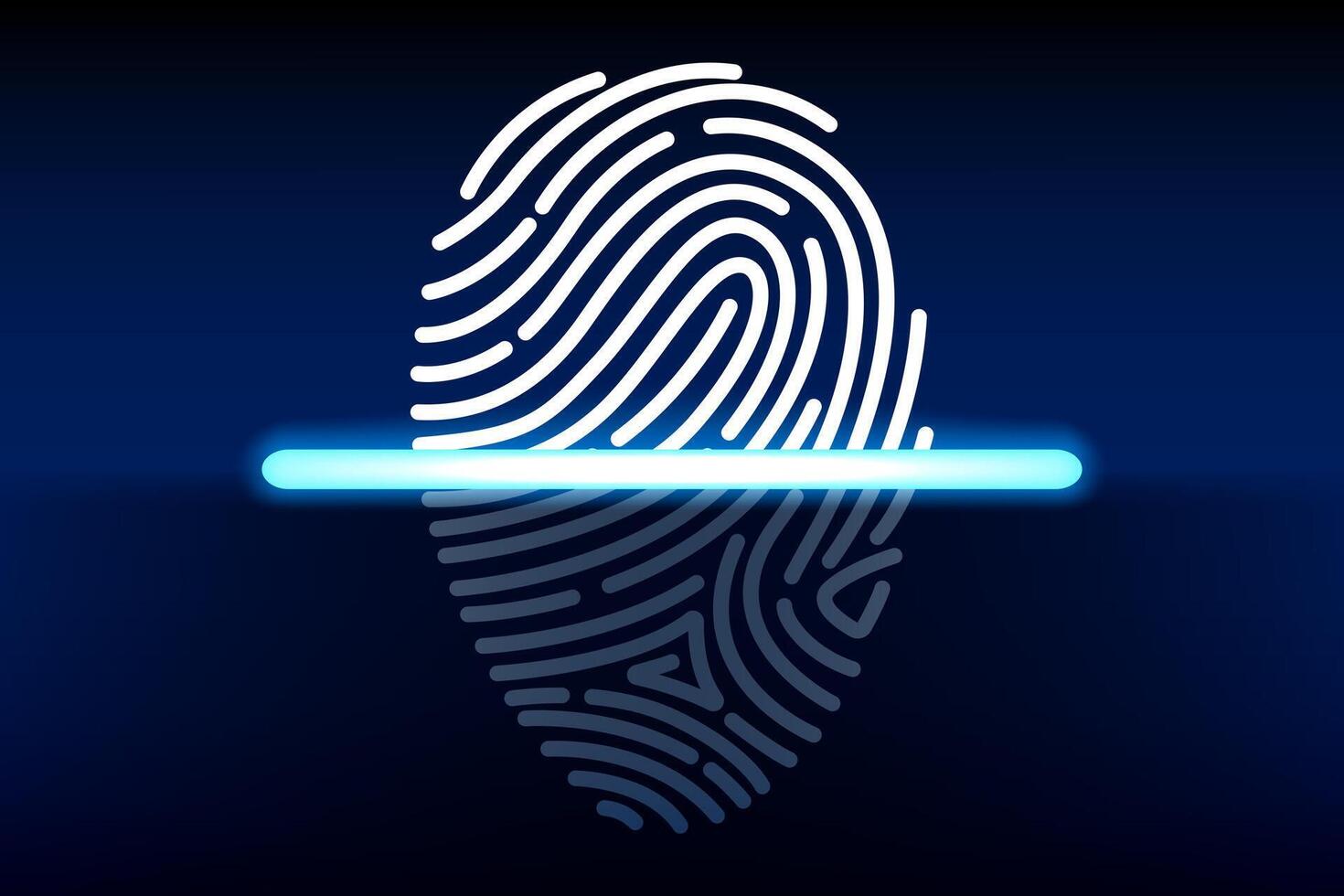 Fingerabdruck Scannen Identifizierung System, biometrisch Genehmigung, Vektor Illustration
