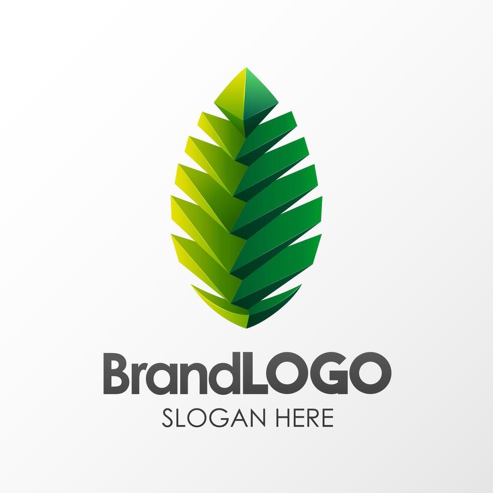 Marke Logo Grün Blatt Vorlage, 3d gestalten niedrig poly, geeignet zum Geschäft Unternehmen visuell Identität, Vektor Illustration