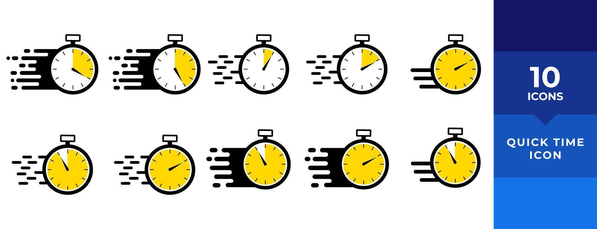 timer ikoner uppsättning. snabbt tid eller deadline ikon. uttrycka service symbol. nedräkning timer och stoppur ikoner isolerat på vit. vektor illustration.