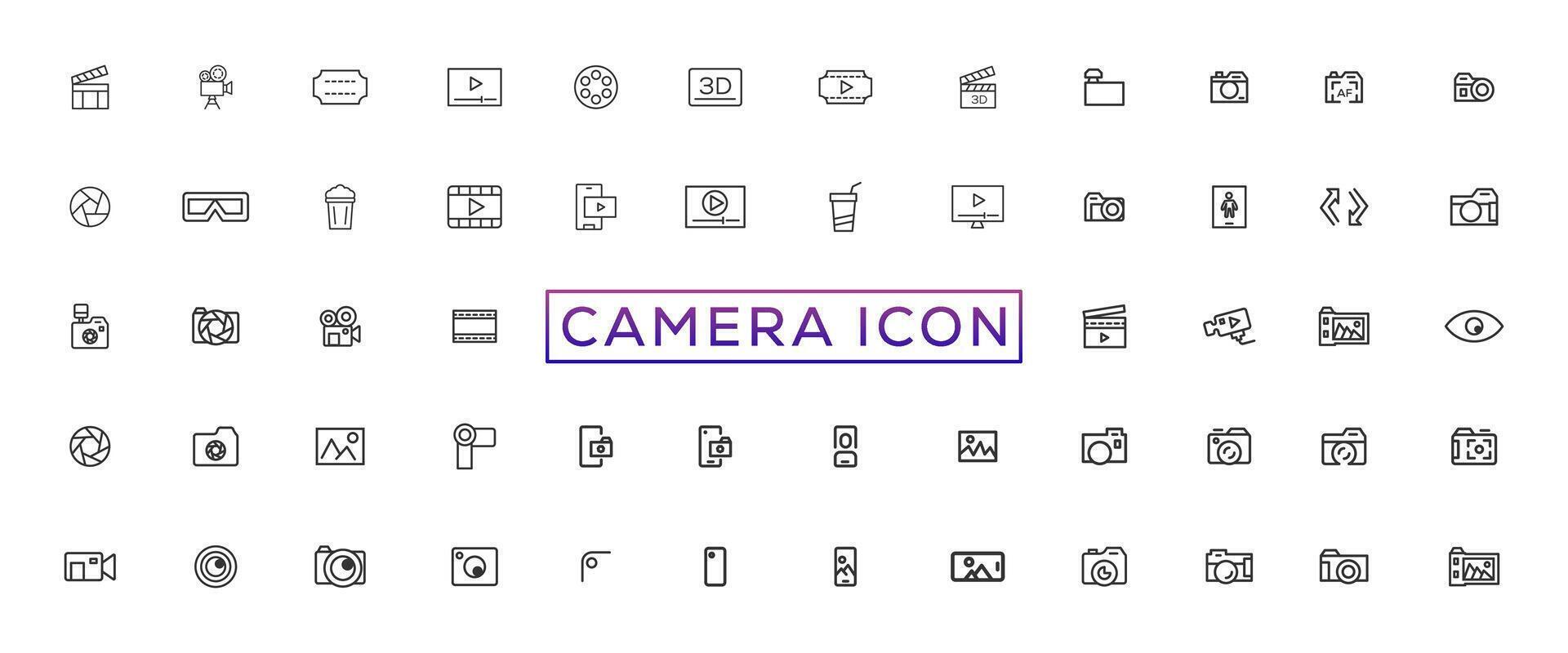 Foto und Video Symbol Satz. Symbole von Fotografie, Bild, Foto Galerie, Video Kamera und Foto Kamera. Membran Symbol. Bild, Foto Galerie Vektor Illustration