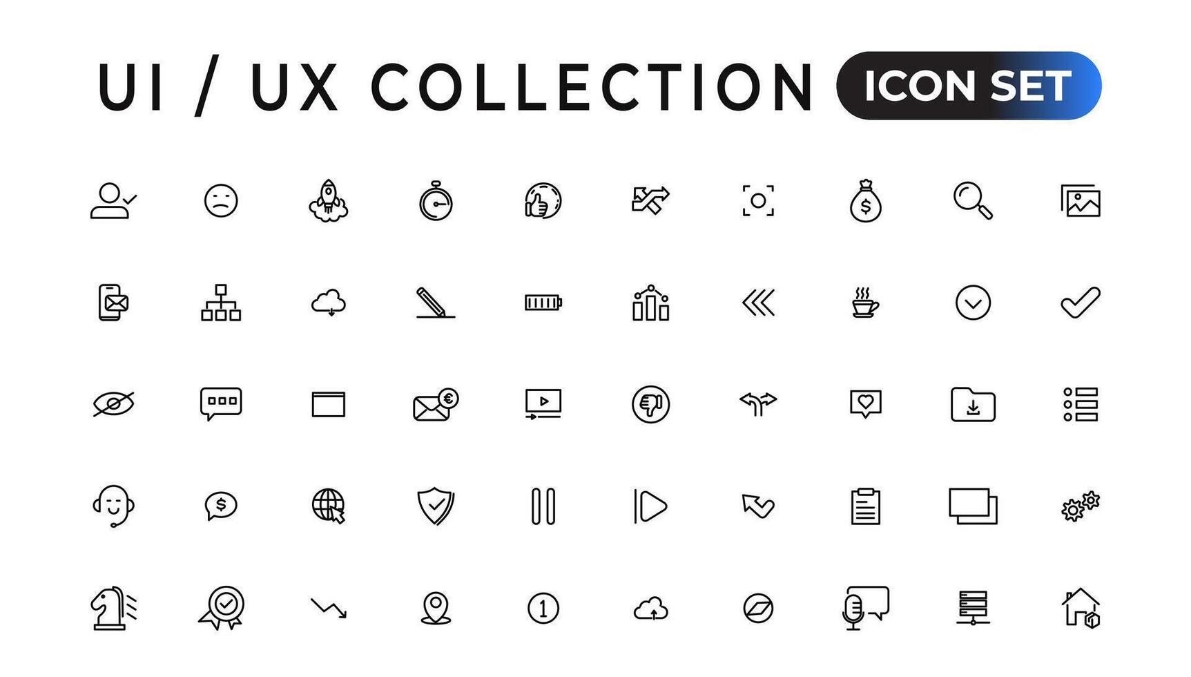 mega uppsättning av ui ux ikon uppsättning, användare gränssnitt iconset samling.set av tunn linje webb ikon uppsättning, enkel översikt ikoner samling, pixel perfekt ikoner, enkel vektor illustration.