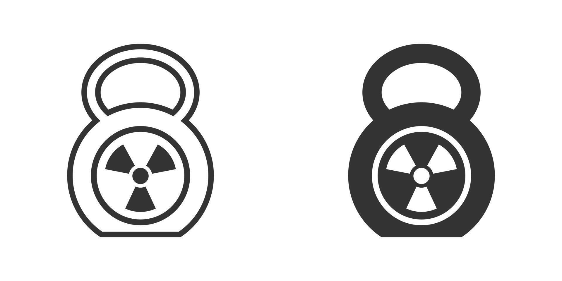 Kettlebell Symbol mit Strahlung Symbol. Vektor Illustration.