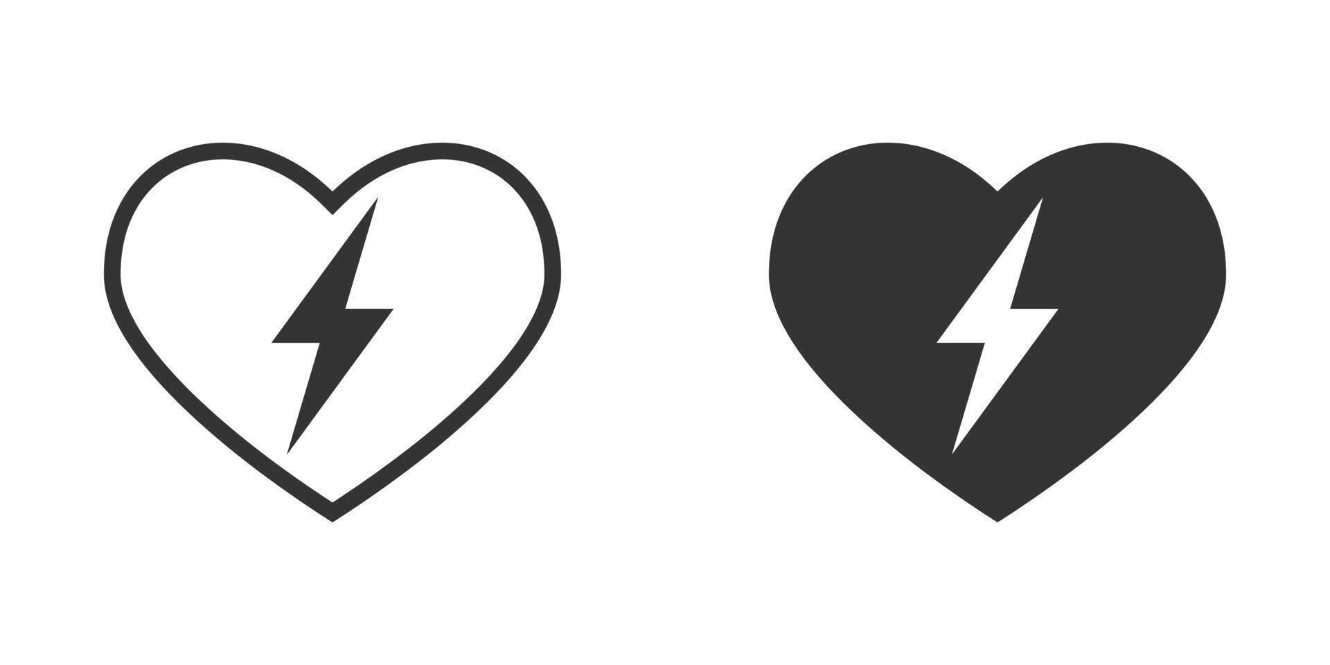 hjärta och energi ikon. hjärta med en blixt- ikon. vektor illustration.