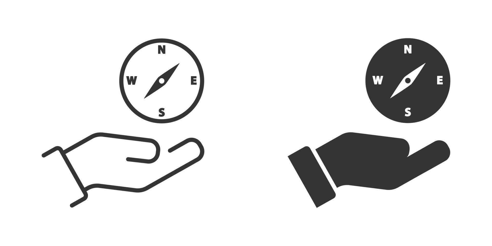 kompass i hand ikon. hand innehav kompass ikon. vektor illustration.
