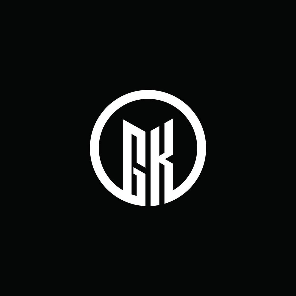 gk-Monogramm-Logo isoliert mit einem rotierenden Kreis vektor