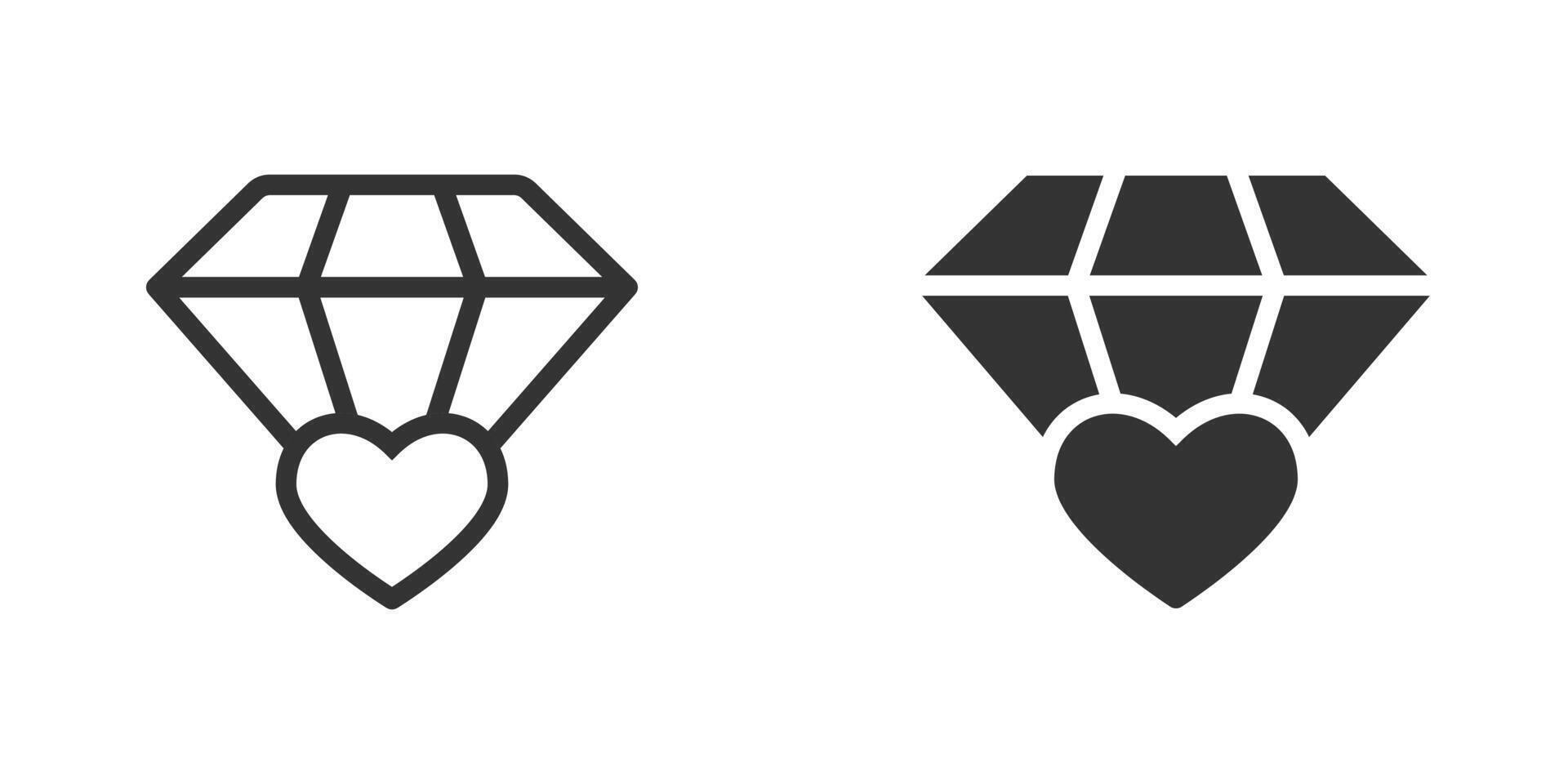 Diamant und Herz Zeichen Symbol. Vektor Illustration.