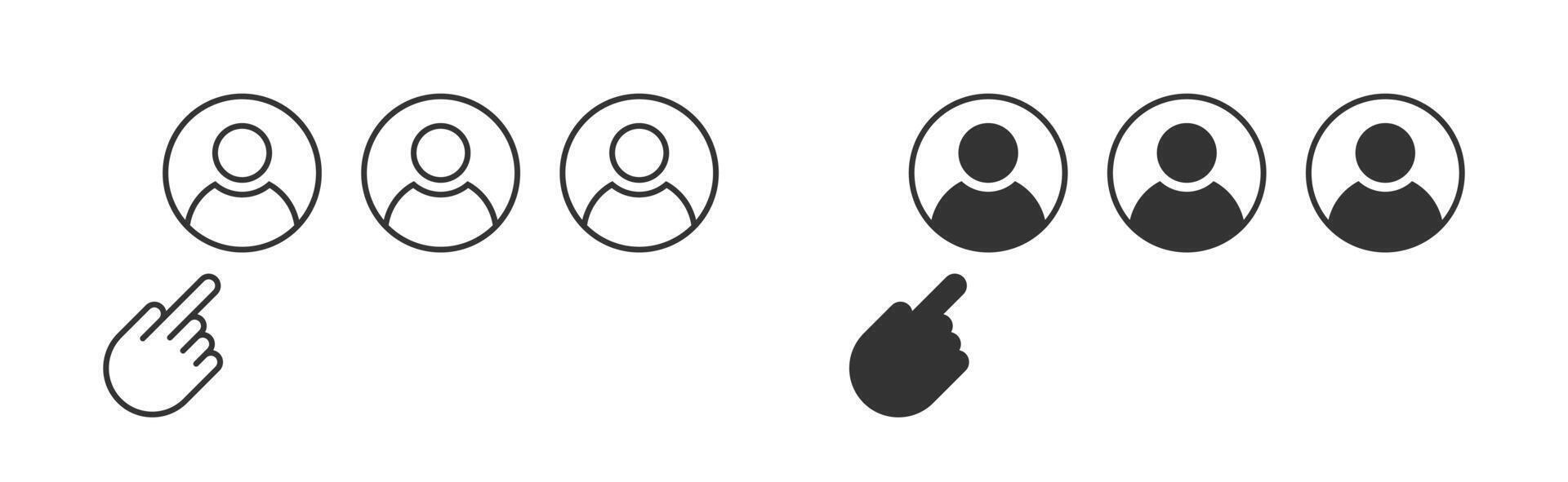 hand pekande på en person ikon. val personal ikon. personlig förvaltning begrepp. vektor illustration.