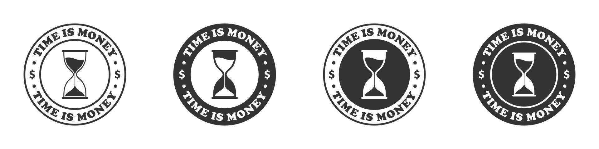 Zeit ist Geld Symbol Satz. Vektor Illustration.