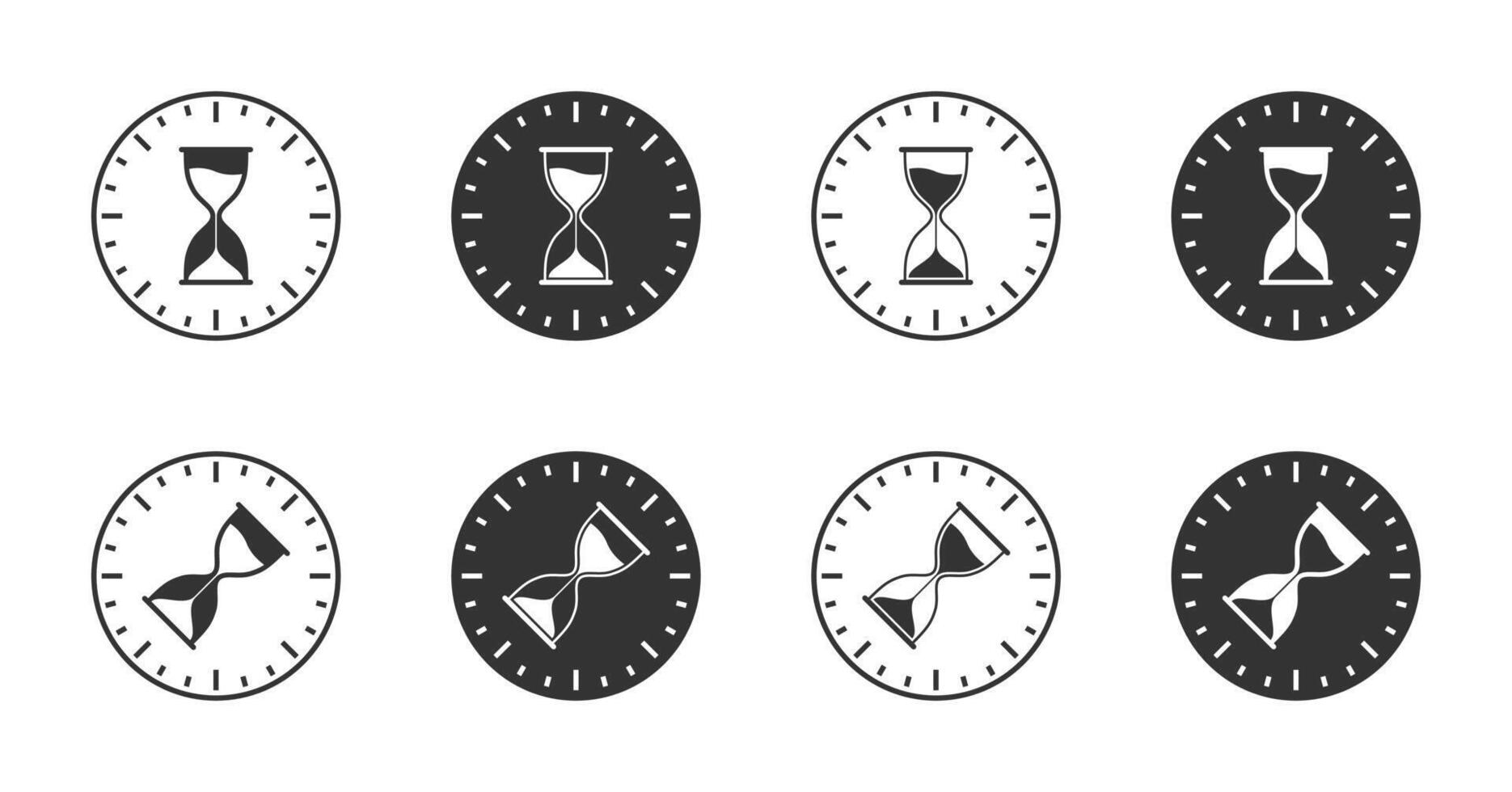 Uhr Gesicht Symbol mit Sanduhr auf Es. Vektor Illustration.