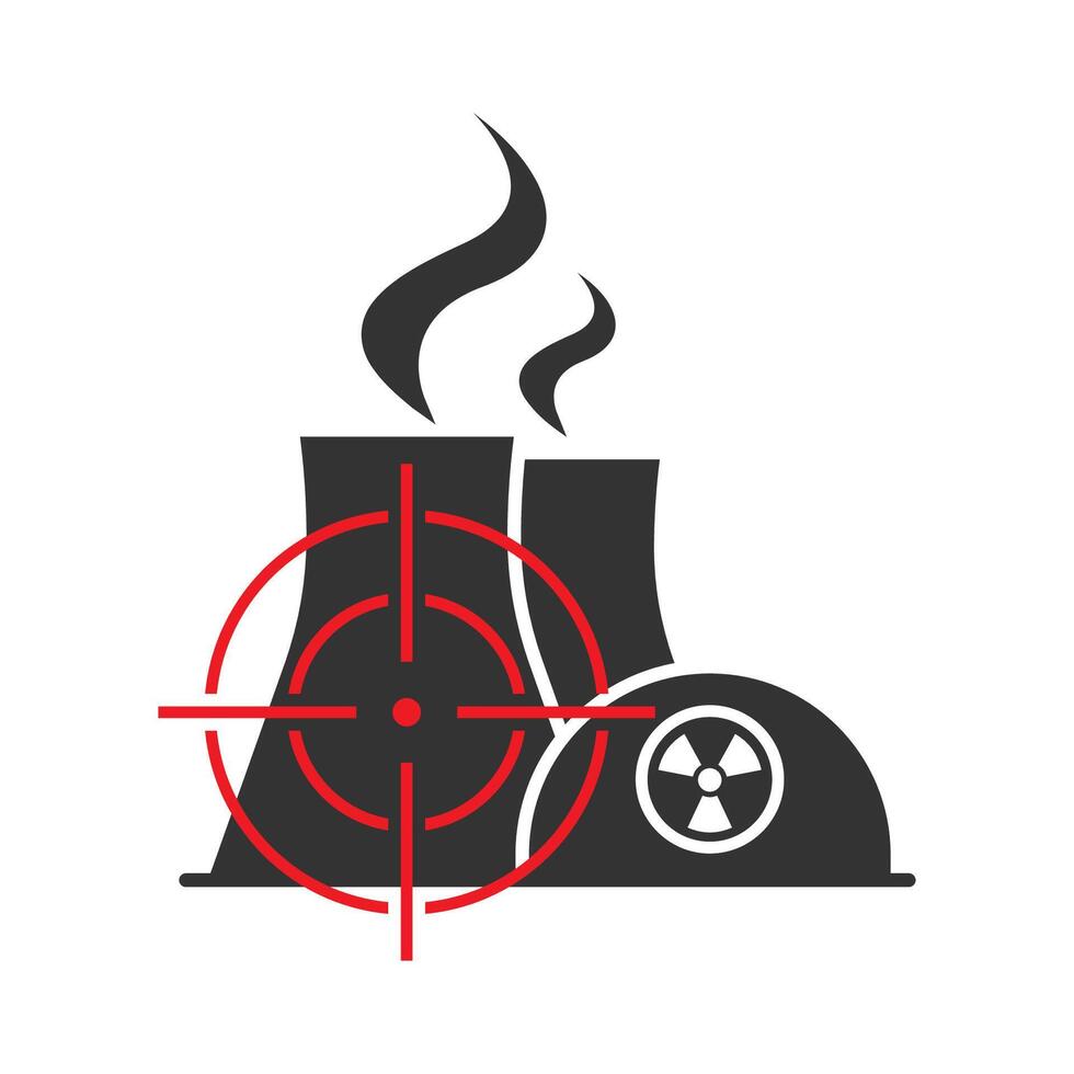 kärn kraft växt mål ikon. vektor illustration.