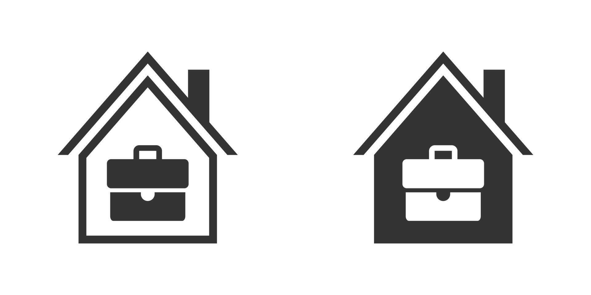 Zuhause Büro Symbol. Haus und Aktentasche Symbol. Vektor Illustration.