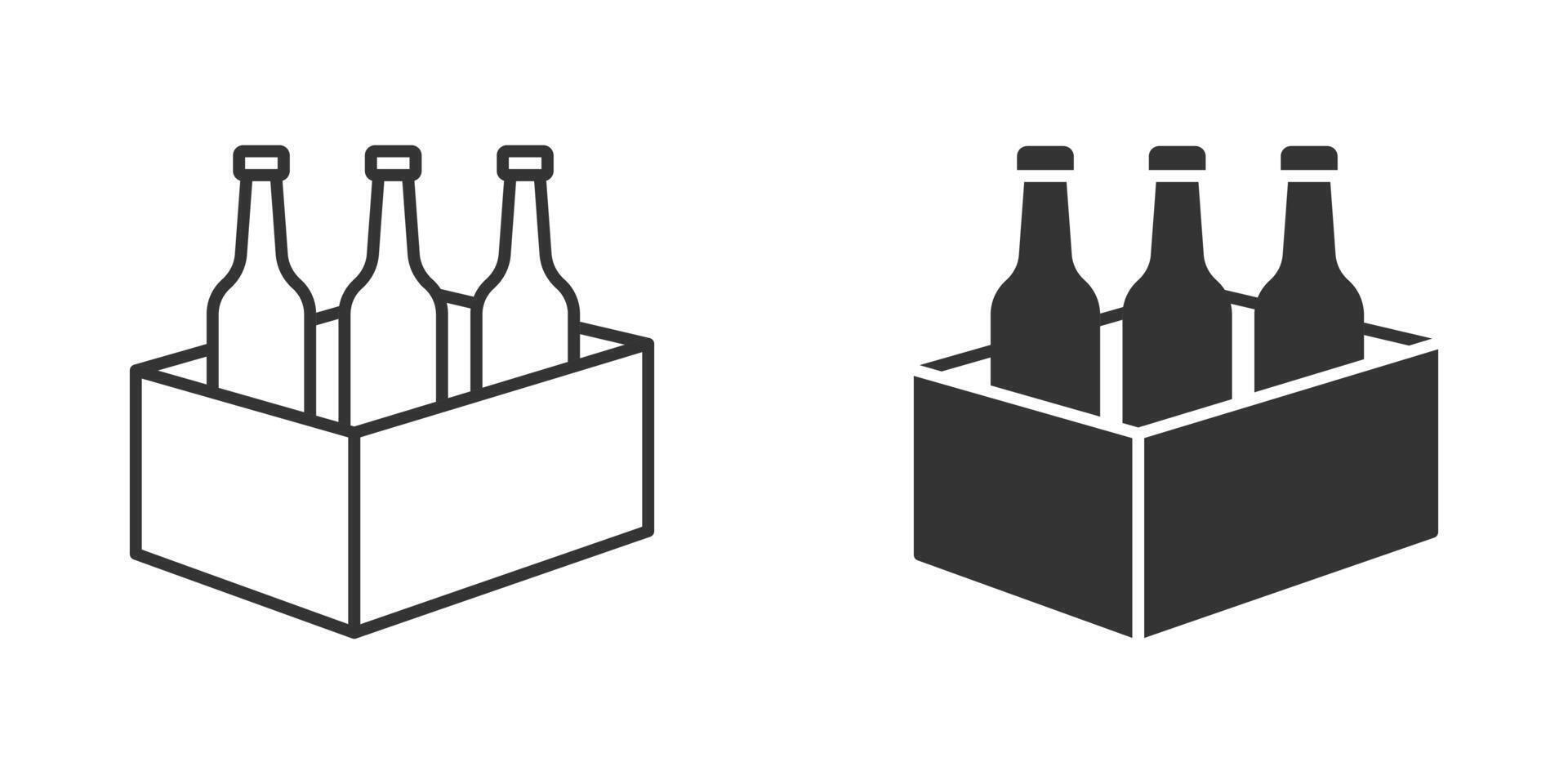 Wein Flasche Box Symbol. Vektor Illustration.