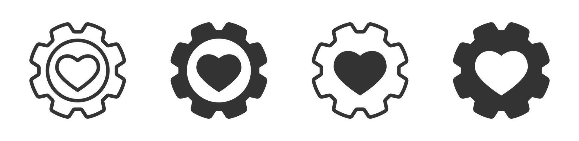 redskap ikon med en hjärta. vektor illustration.