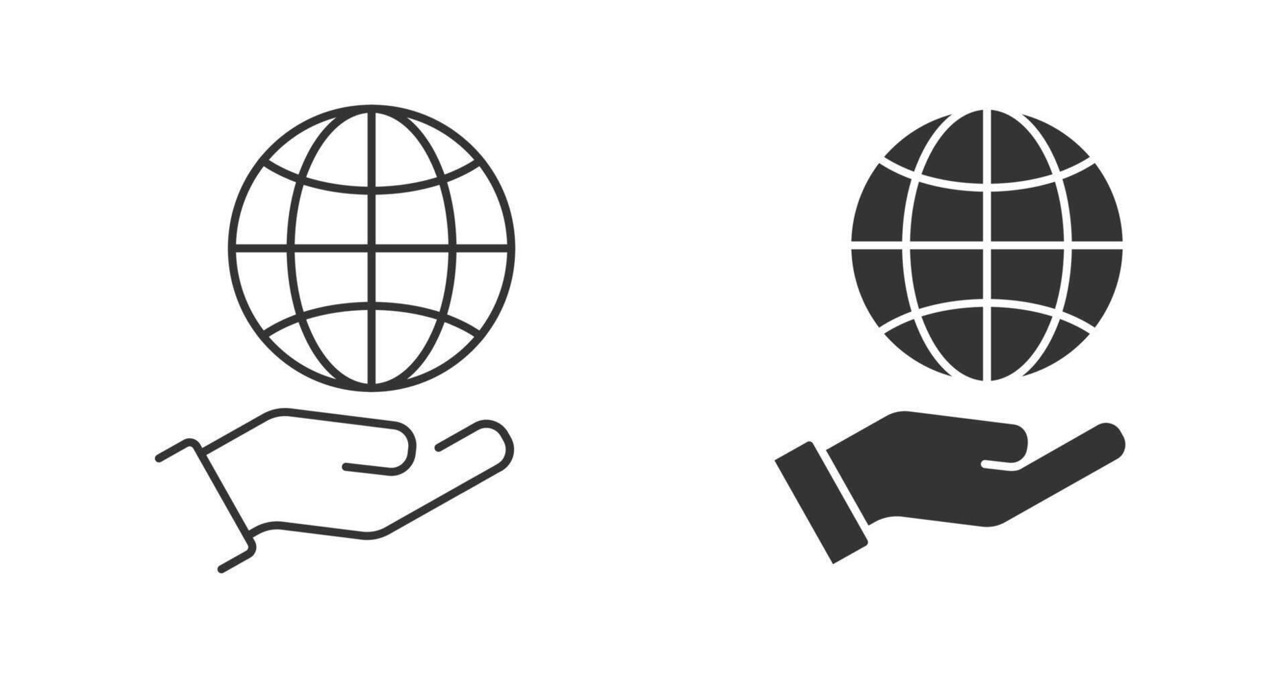 Hand halt Globus Symbol. speichern Erde Symbol. Vektor Illustration.