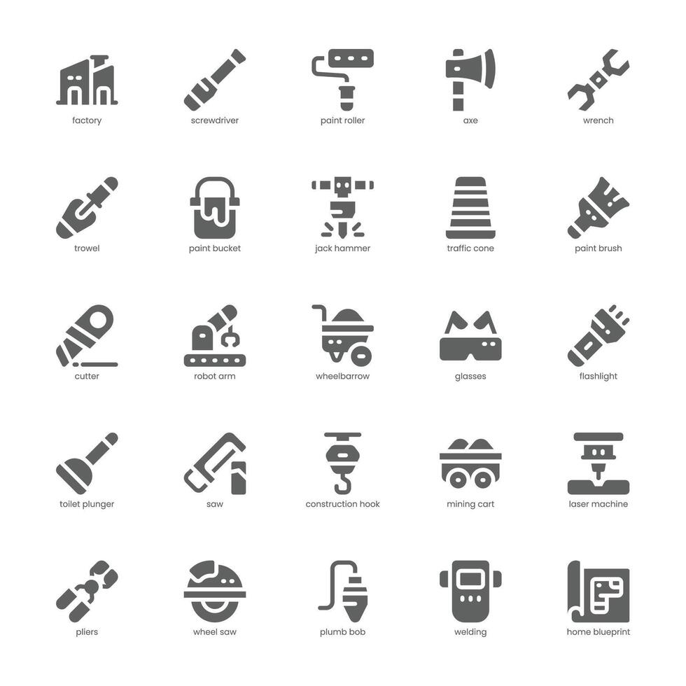 Auftragnehmer Werkzeug Symbol Pack zum Ihre Webseite, Handy, Mobiltelefon, Präsentation, und Logo Design. Auftragnehmer Werkzeug Symbol Glyphe Design. Vektor Grafik Illustration und editierbar Schlaganfall.