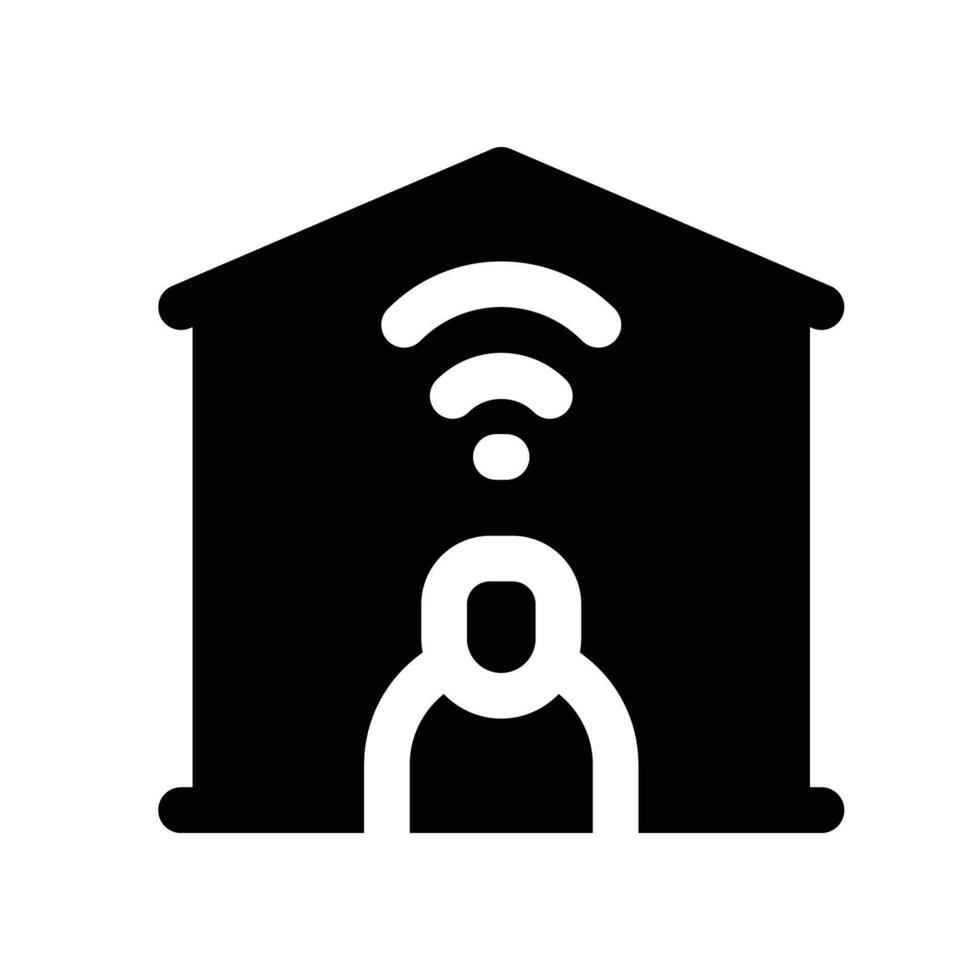 Arbeit von Zuhause Symbol. Vektor Glyphe Symbol zum Ihre Webseite, Handy, Mobiltelefon, Präsentation, und Logo Design.