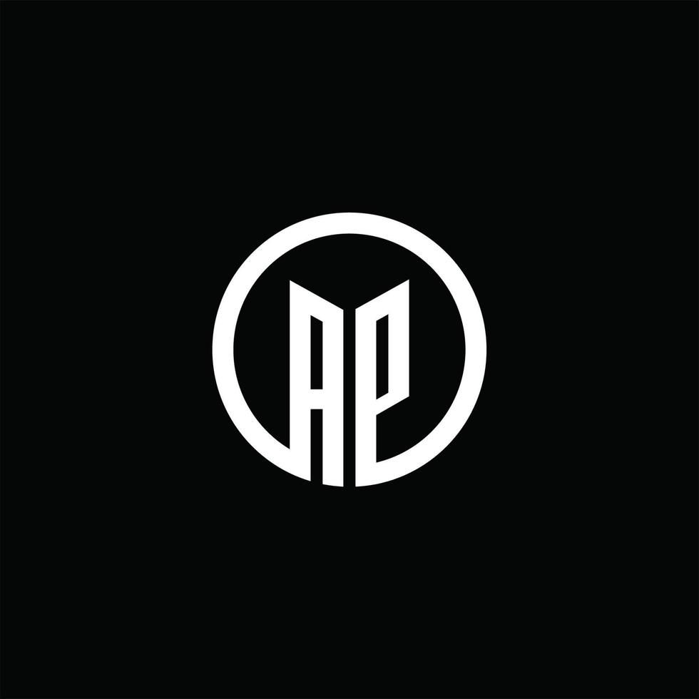 ap-Monogramm-Logo mit einem rotierenden Kreis isoliert vektor