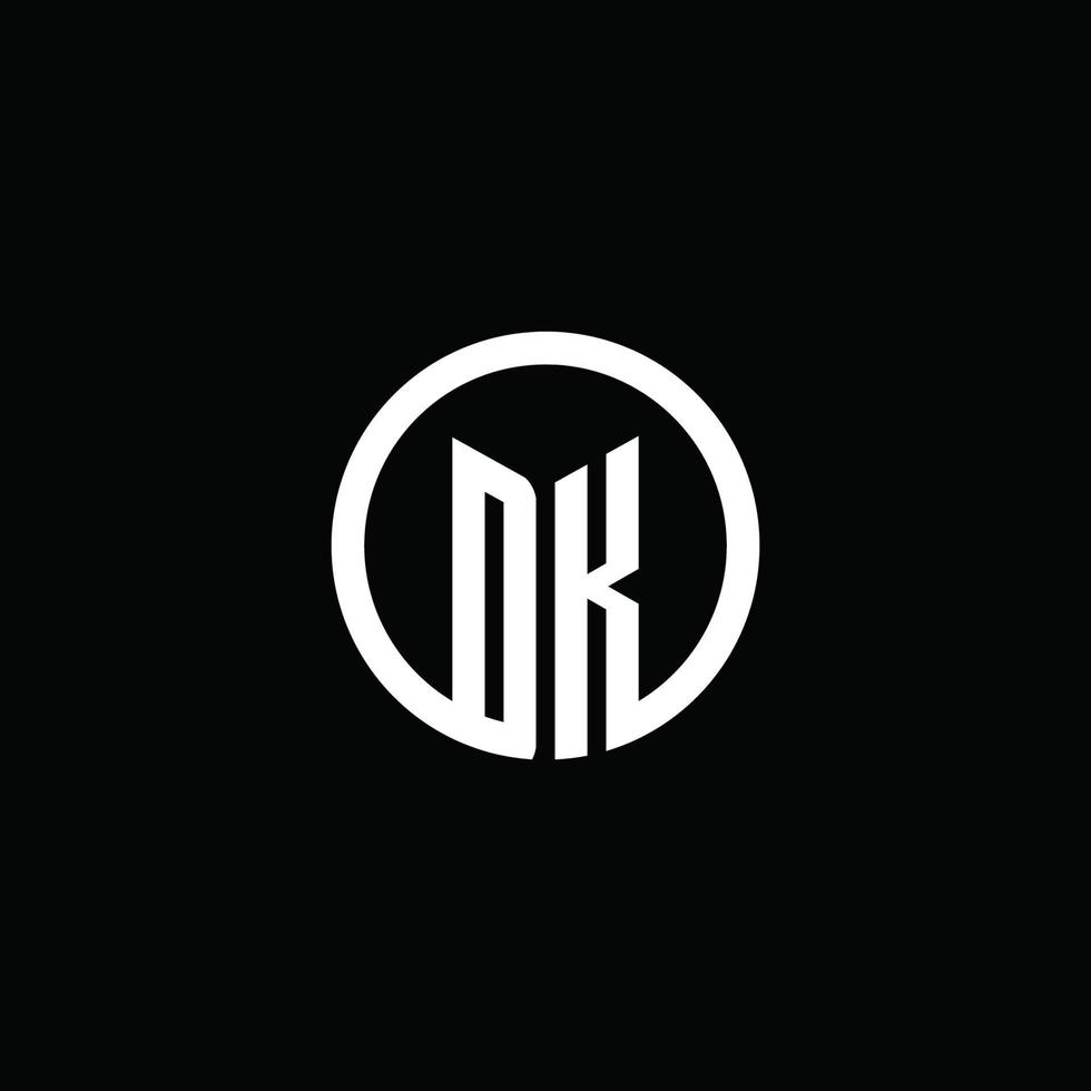 dk-Monogramm-Logo isoliert mit einem rotierenden Kreis vektor