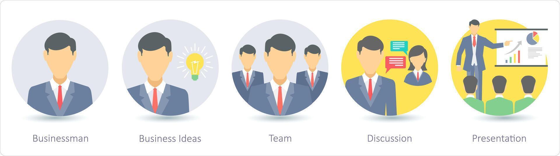 en uppsättning av 5 företag ikoner som affärsman, företag idéer, team vektor