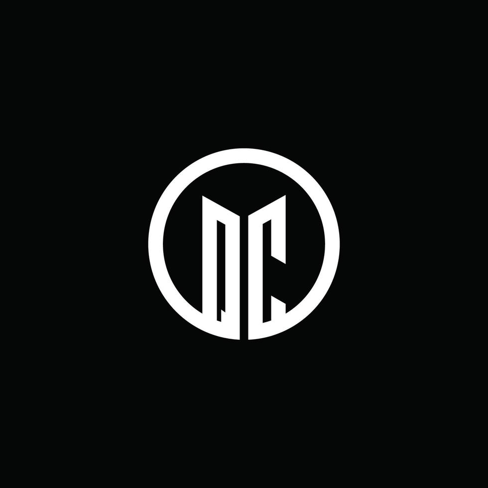 qc monogram logotyp isolerad med en roterande cirkel vektor
