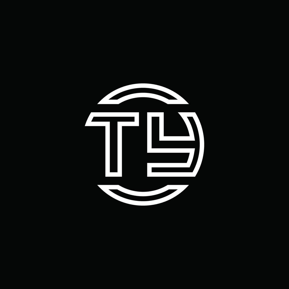 ty-Logo-Monogramm mit negativem Raumkreis abgerundete Designvorlage vektor
