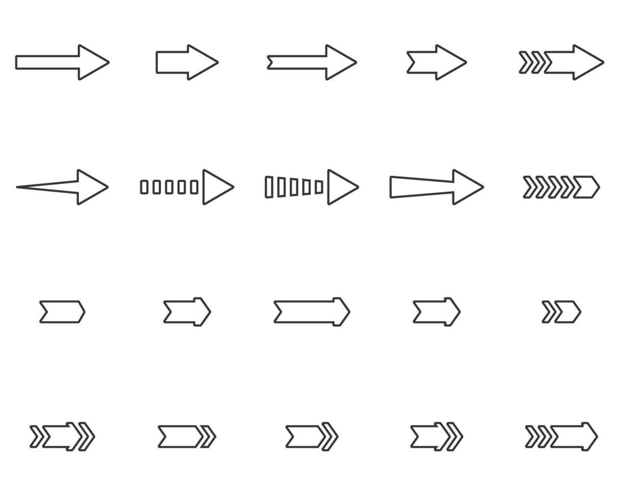Schlaganfall Pfeile Symbole Satz. schwarz Pfeile Sammlung. Vektor Illustration isoliert auf Weiß Hintergrund.