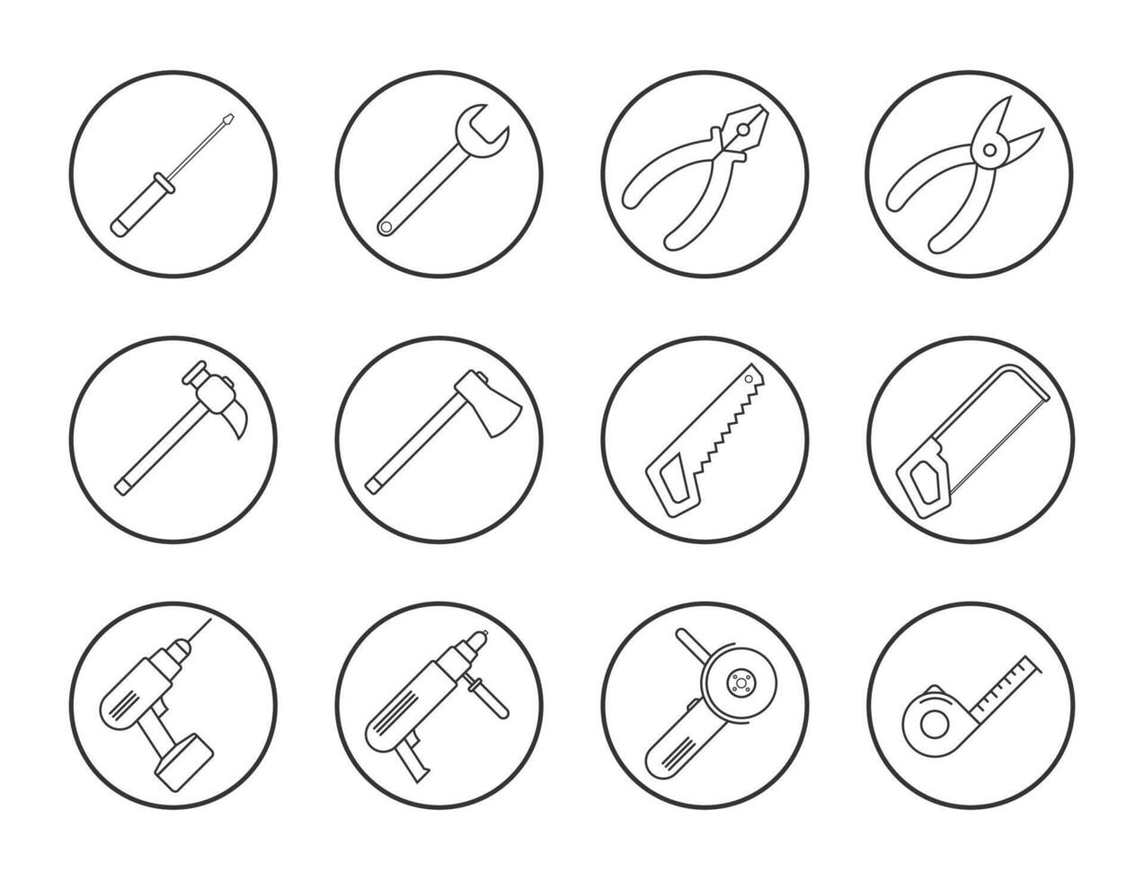 Werkzeuge Symbol Satz. Vektor Illustration.