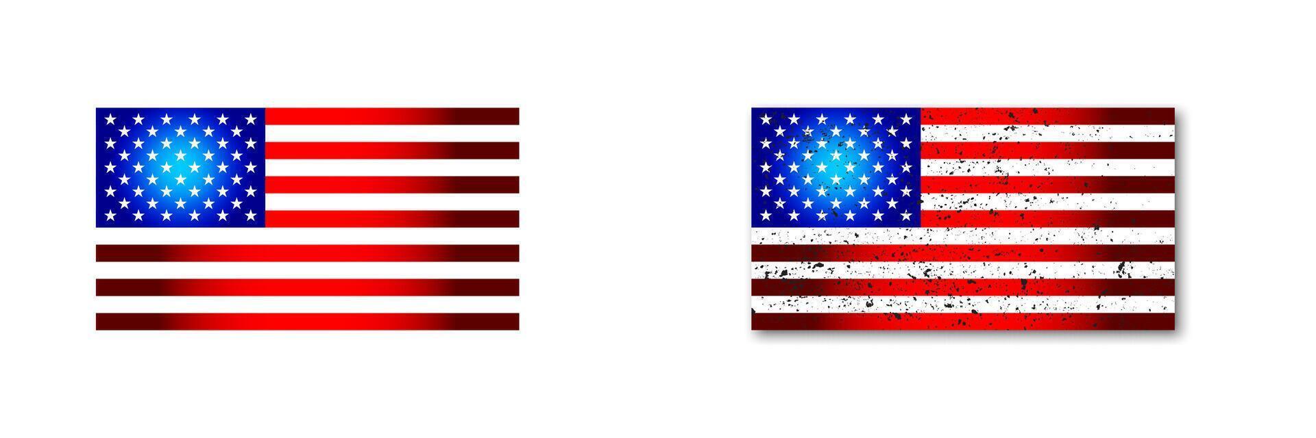 USA Flagge mit grinsen Textur und Schatten. Vektor Illustration.