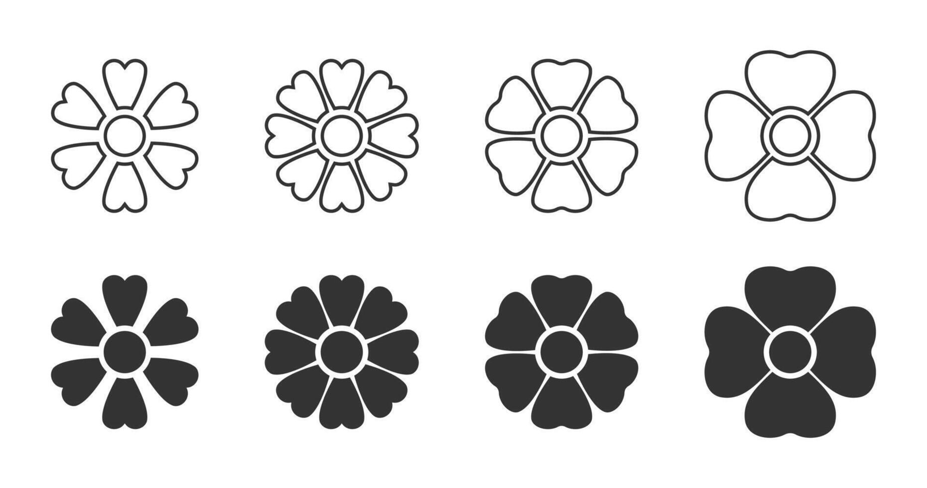 Blume Symbole Satz. Vektor Illustration.