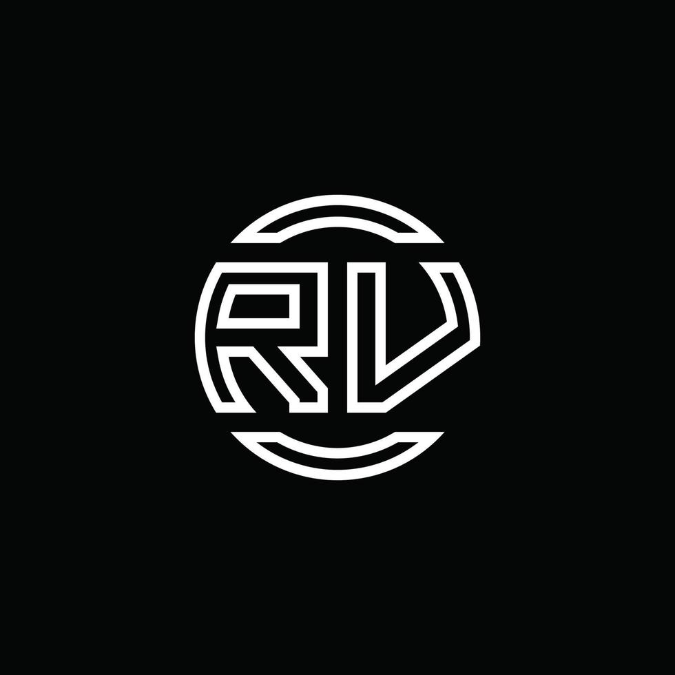 rv-Logo-Monogramm mit negativem Raumkreis abgerundete Designvorlage vektor