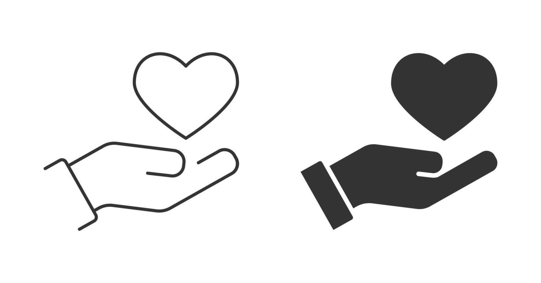 hjärta och hand ikon. vård linje och glyf ikon. vektor illustration.