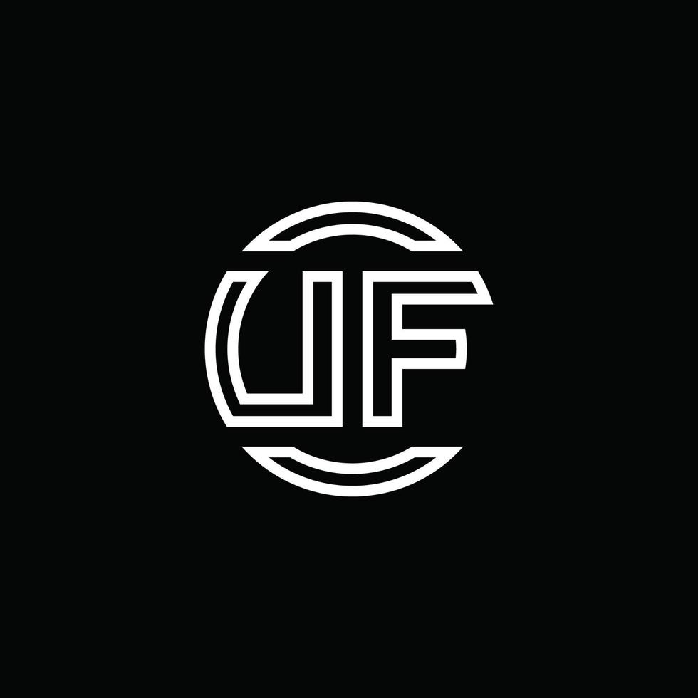 uf-Logo-Monogramm mit negativem Raumkreis abgerundete Designvorlage vektor