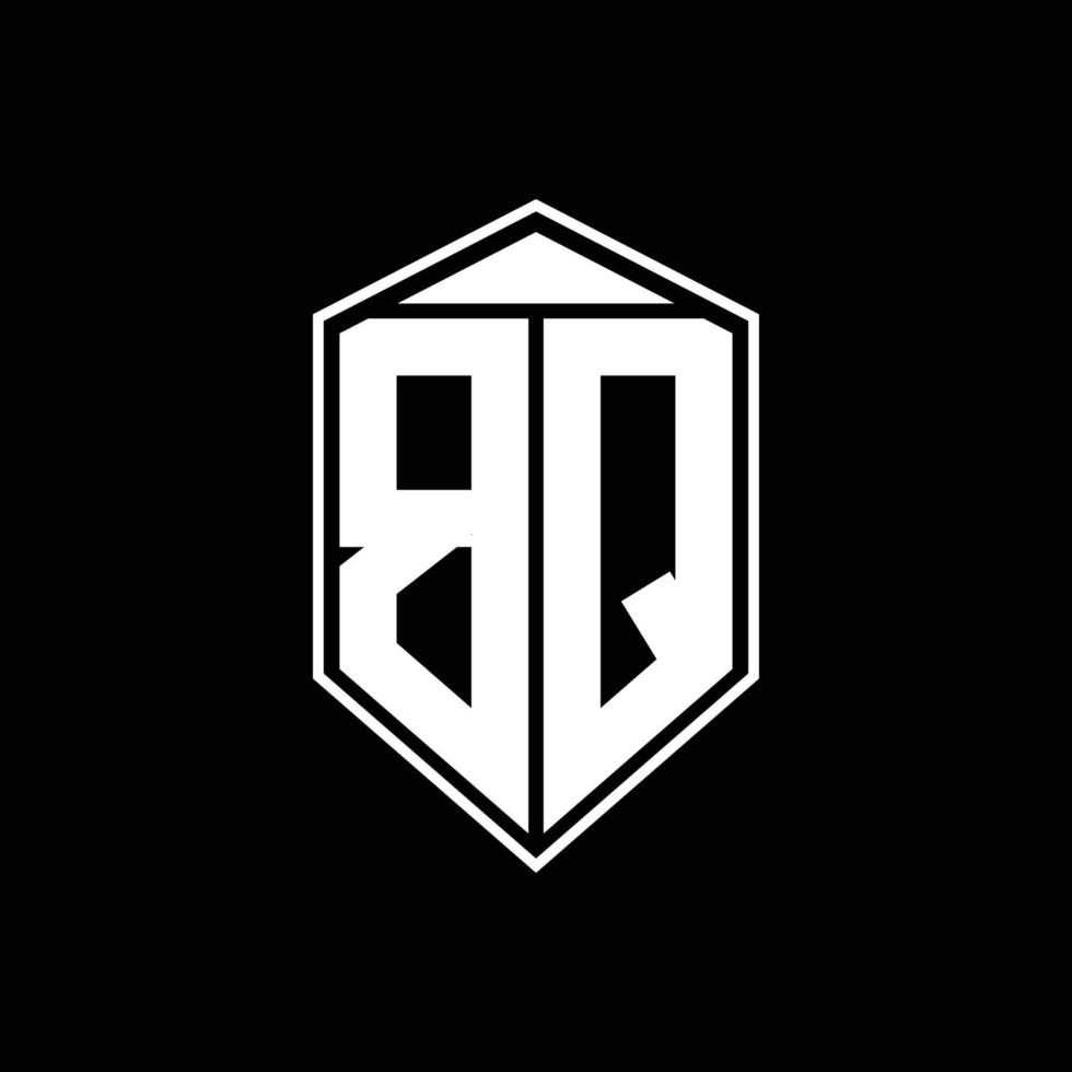 bq-Logo-Monogramm mit Emblemform-Kombinationstringle auf der oberen Designvorlage vektor