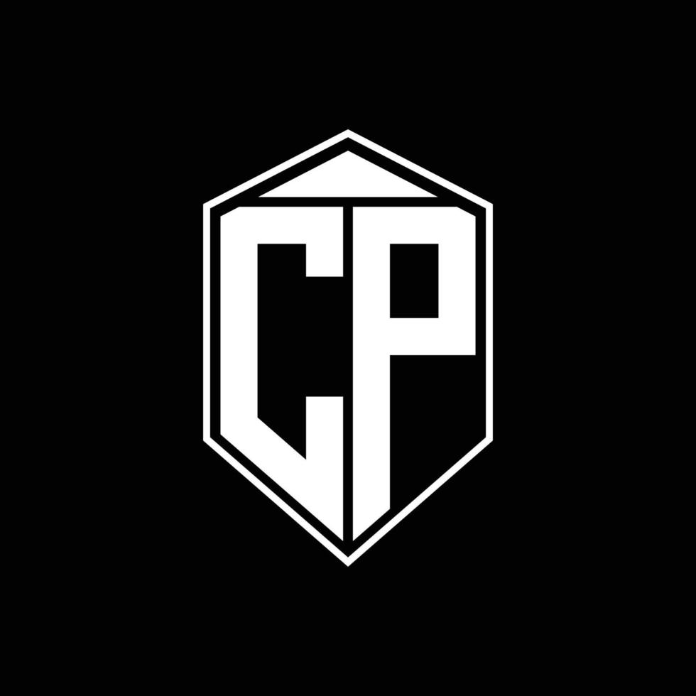 cp logotyp monogram med emblem form kombination tringle på översta designmall vektor