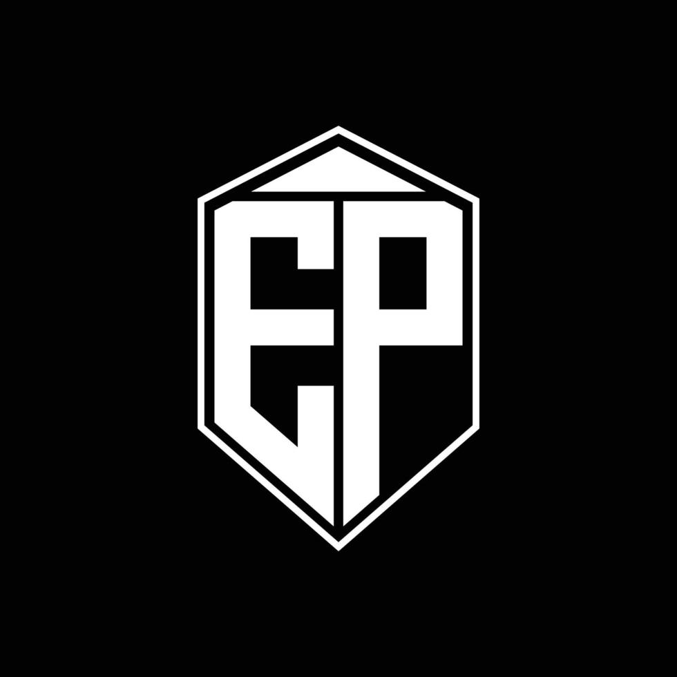 ep-Logo-Monogramm mit Emblemform-Kombinationsdreieck auf der oberen Designvorlage vektor