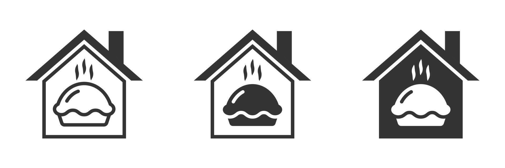 hus ikon med paj symbol inuti. vektor illustration.