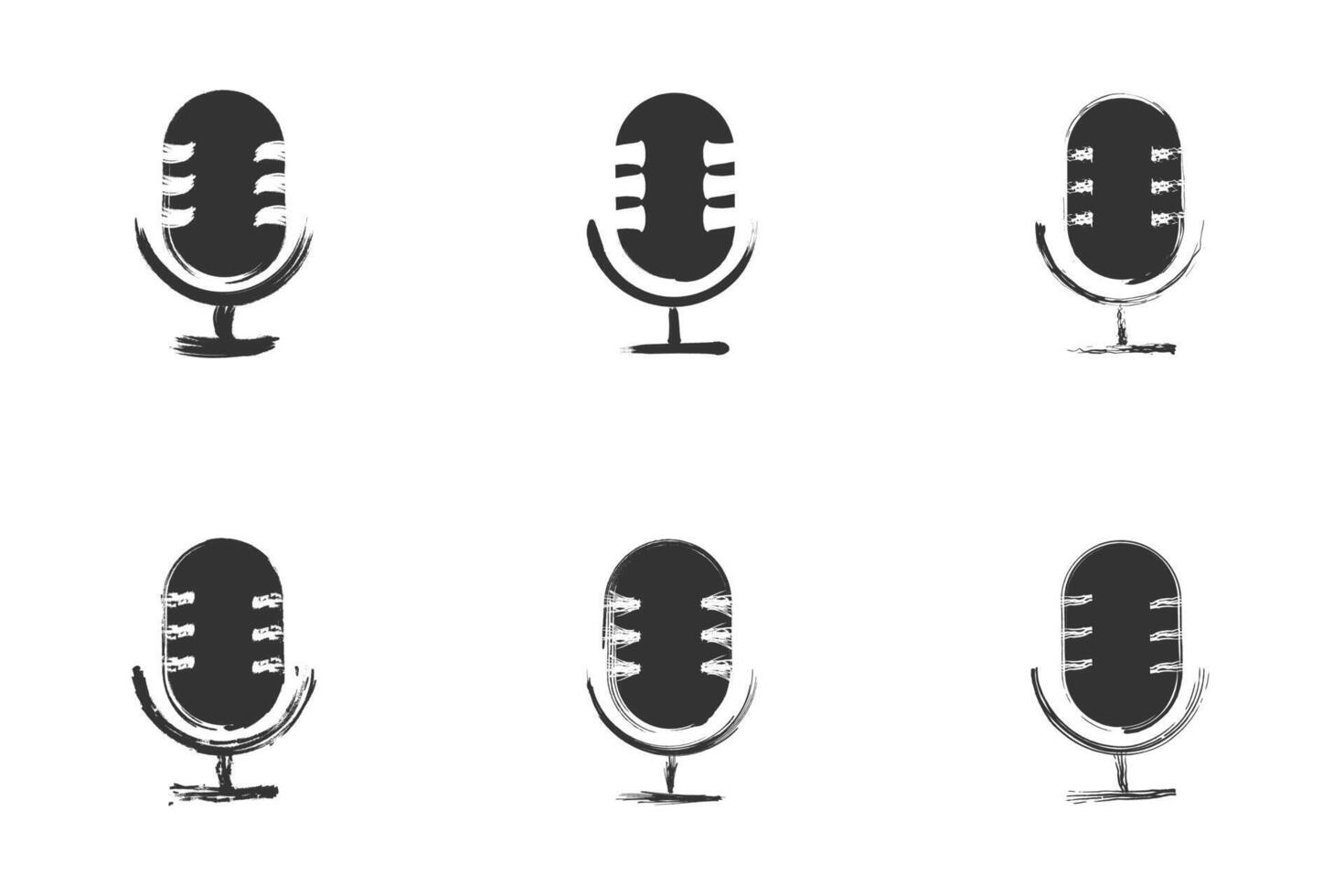 Jahrgang Mikrofon Symbol einstellen im Grunge Stil. Vektor Illustration.