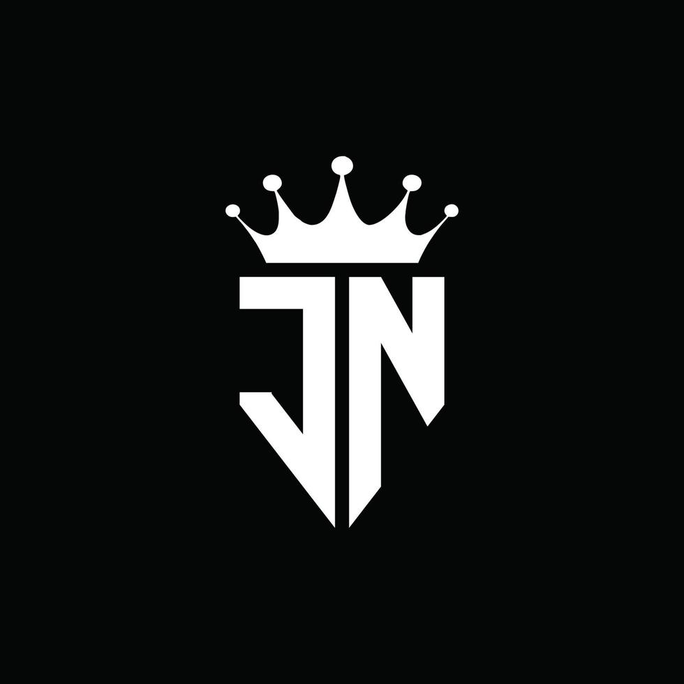 jn-Logo-Monogramm-Emblem-Stil mit Kronenform-Designvorlage vektor