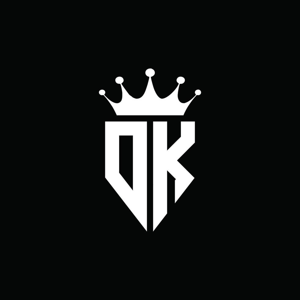 dk-Logo-Monogramm-Emblem-Stil mit Kronenform-Design-Vorlage vektor