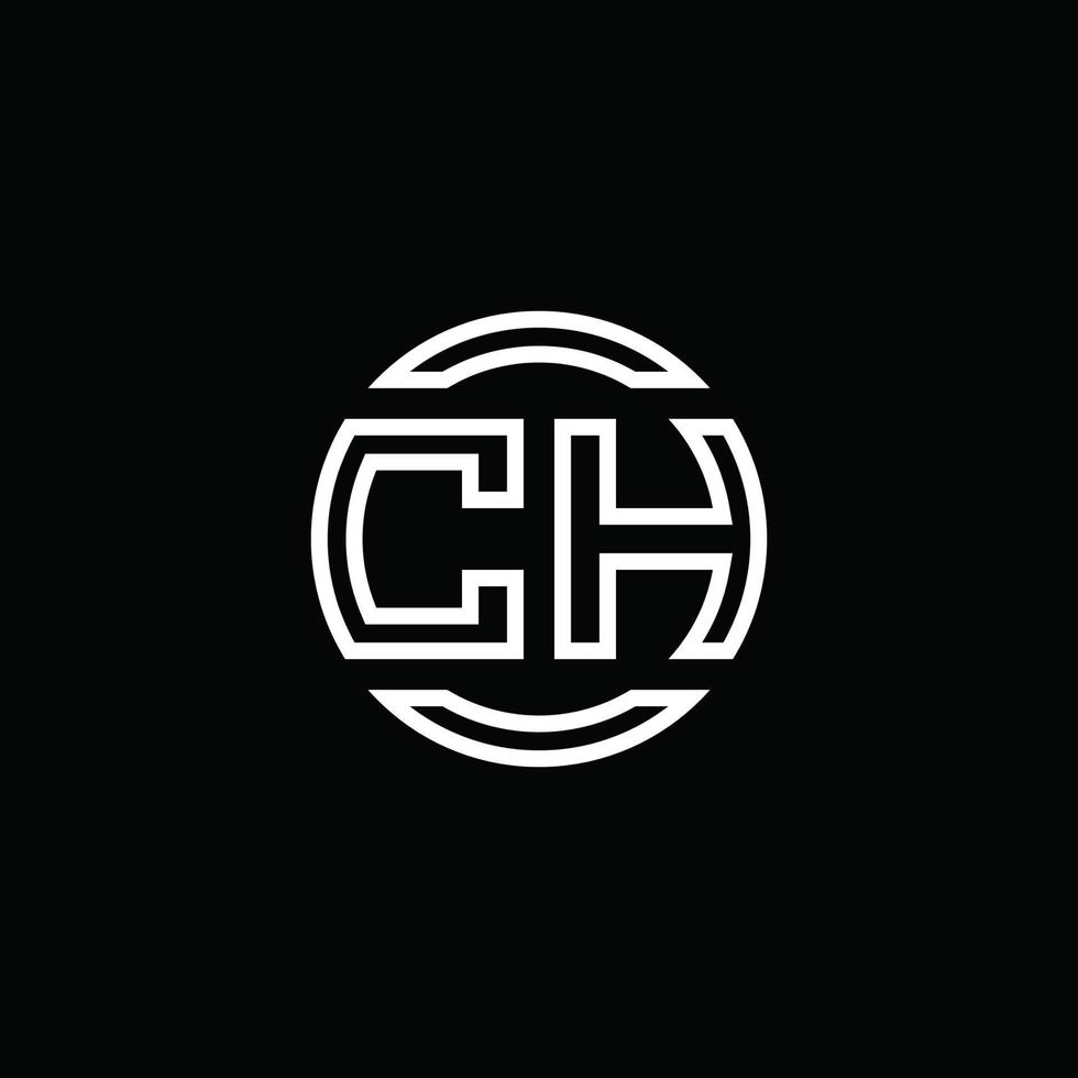 ch-Logo-Monogramm mit negativem Raumkreis abgerundete Designvorlage vektor