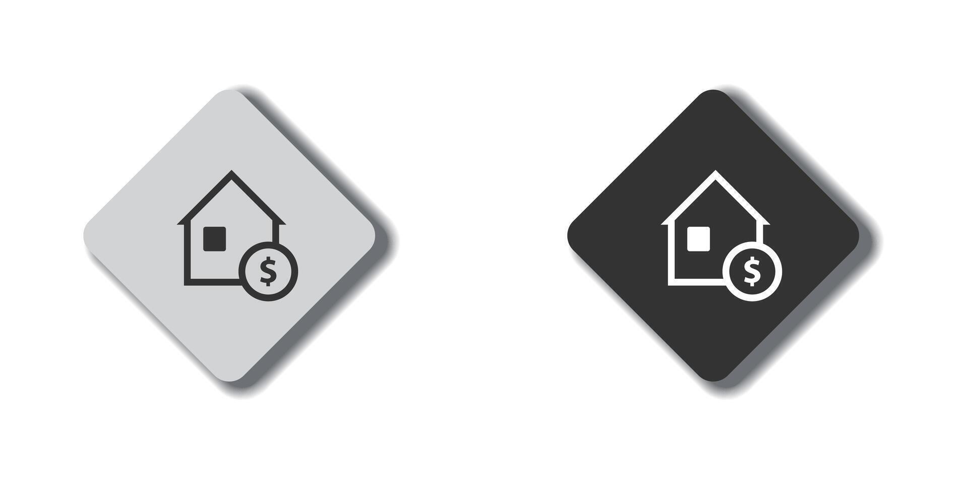 Hem lån ikon. dollar hus symbol. knapp med skugga. vektor illustration.