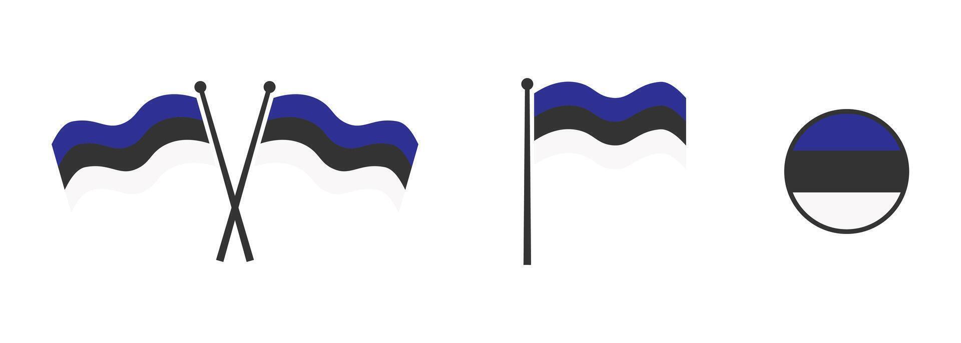 Flagge von Estland. winken Flagge von Estland. runden Symbol. Vektor Abbildung.