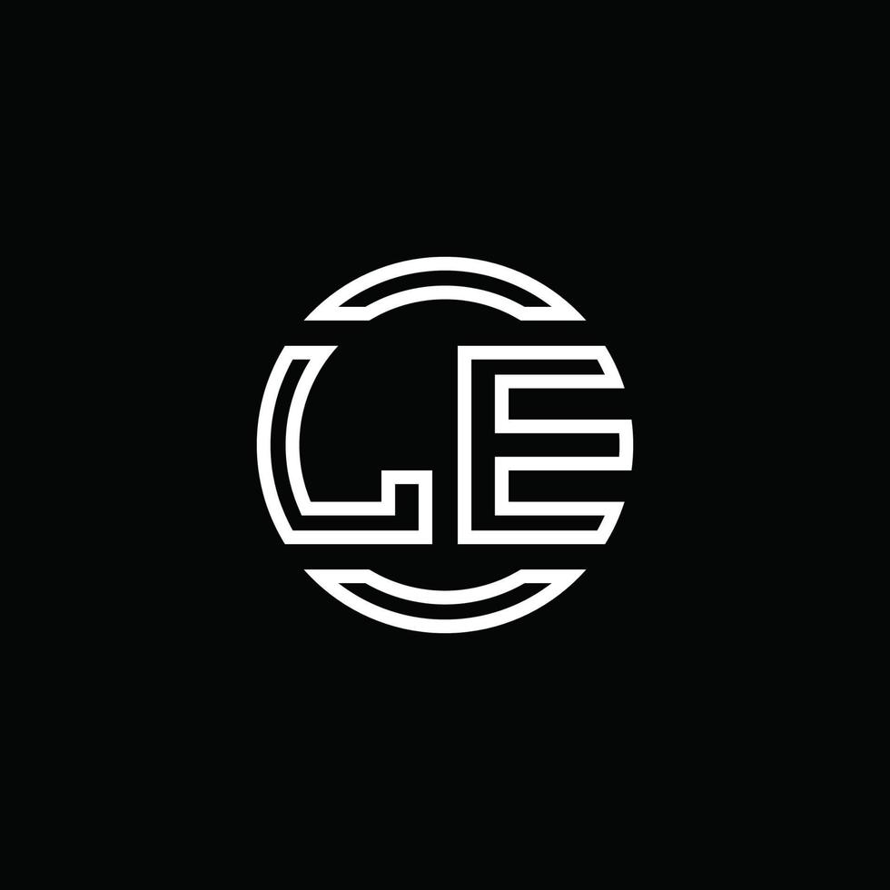 le-Logo-Monogramm mit negativem Raumkreis abgerundete Designvorlage vektor