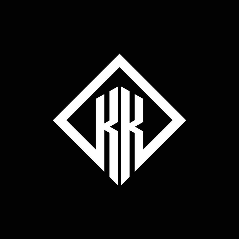 kk logotyp monogram med fyrkantig roterande stil designmall vektor