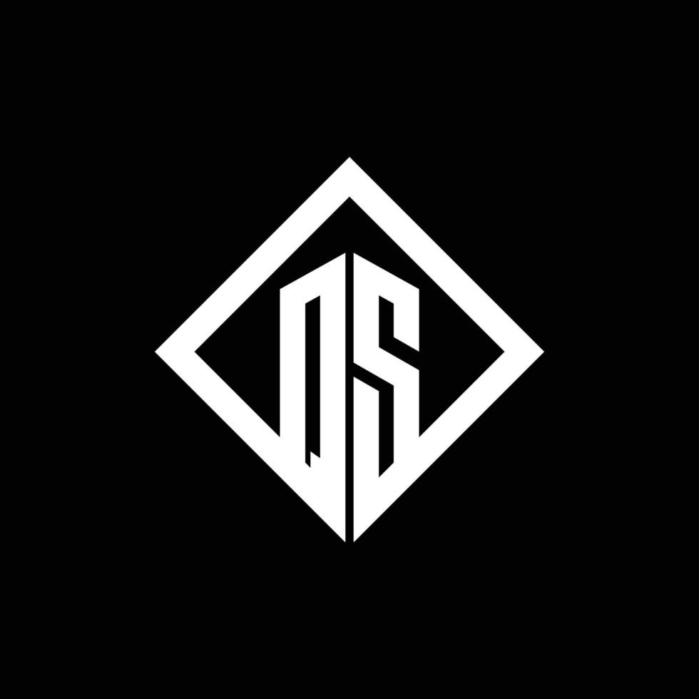 qs logotyp monogram med fyrkantig roterande stil designmall vektor