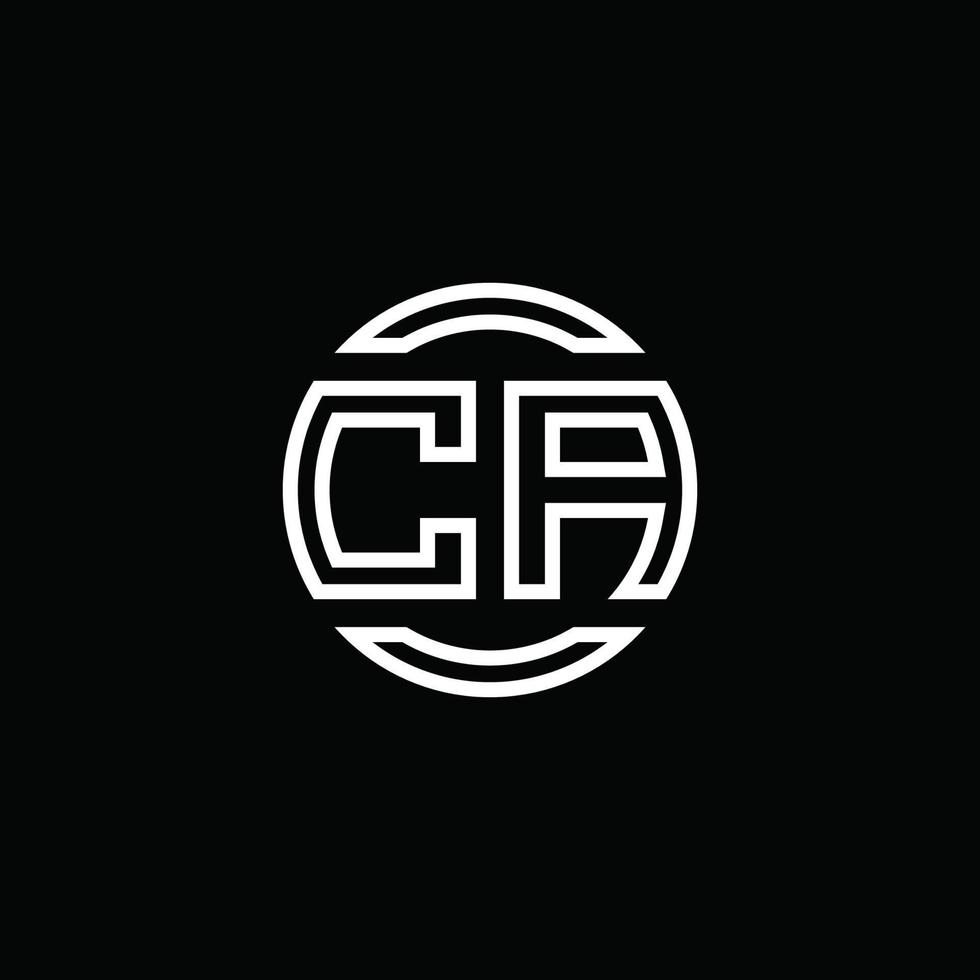 ca-Logo-Monogramm mit negativem Raumkreis abgerundete Designvorlage vektor