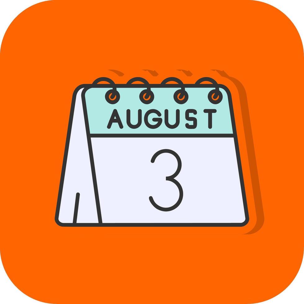3:e av augusti fylld orange bakgrund ikon vektor