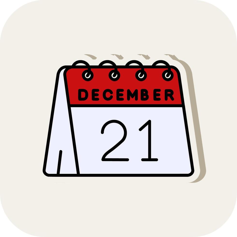 21:e av december linje fylld vit skugga ikon vektor