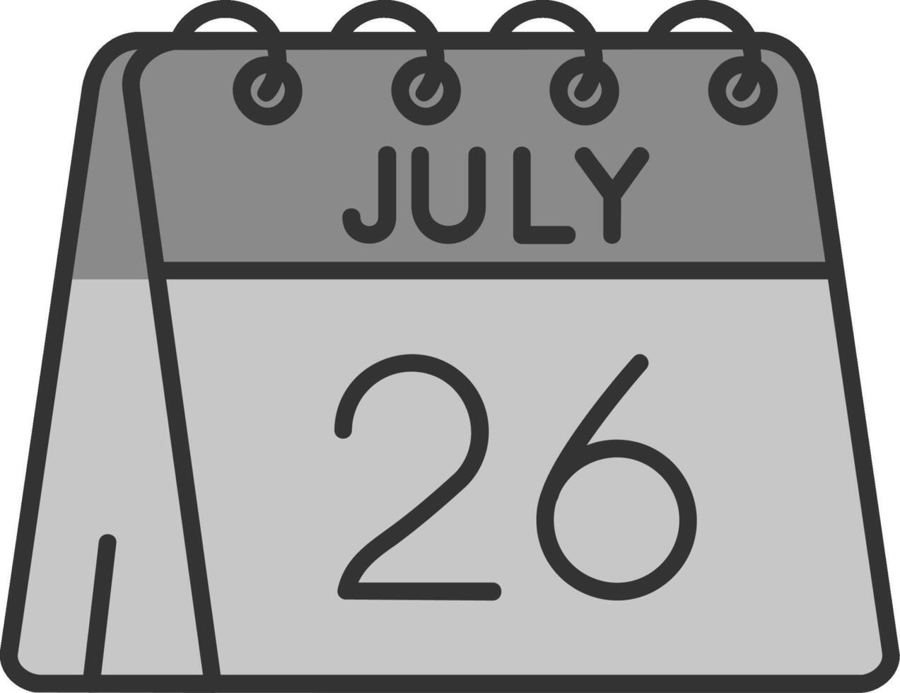 26: e av juli linje fylld gråskale ikon vektor