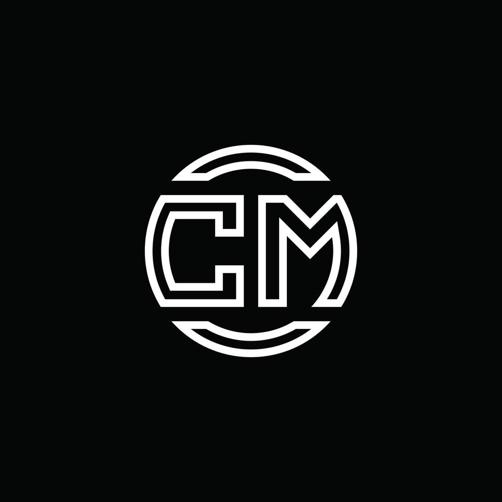 cm logotyp monogram med negativ utrymme cirkel rundad designmall vektor